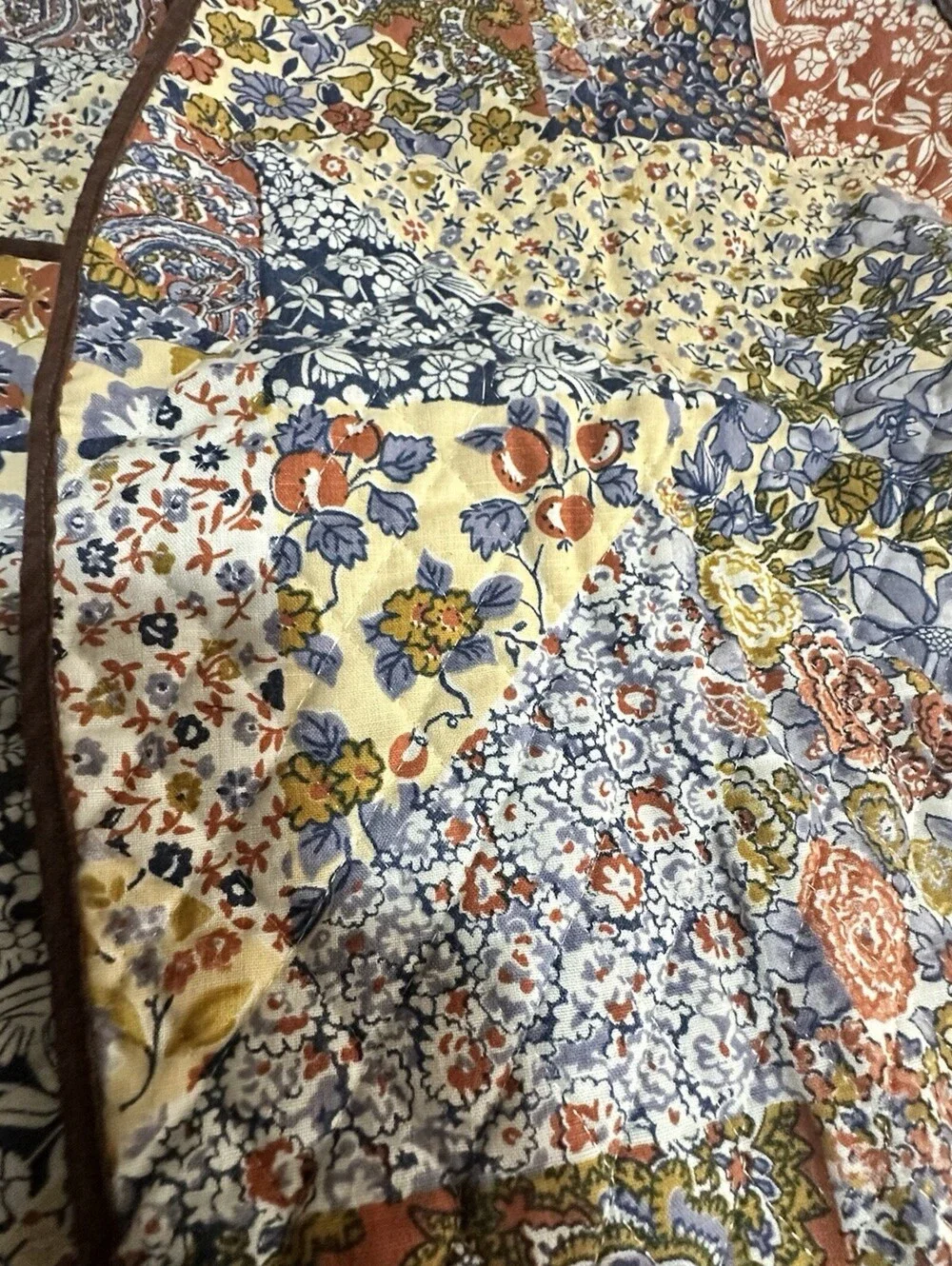 Vintage 70's Handmade PlaceMat Patchwork Quilted Shabby Chic cottage Boho Dining